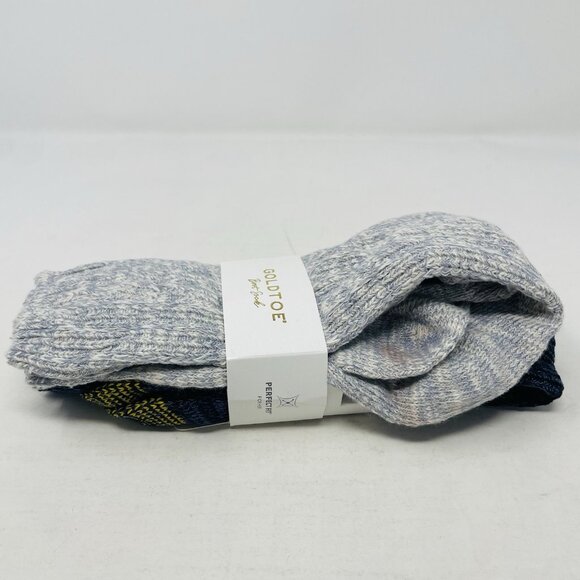 Gold Toe Womens Shoe Size 6-9 2 Pack Boyfriend Slouch Crew Socks in Blue 1411 - Picture 4 of 7